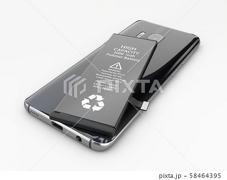 3d Illustration of Battery and cellphone 58464395