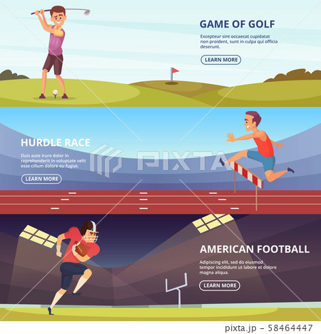 Design of horizontal banners with sport peoples in action poses Design of horizontal banners with sport peoples in action poses 58464447