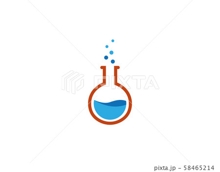 Beaker Lab round flask with chemical substance inside make Bubbles for logo design illustration on white background 58465214