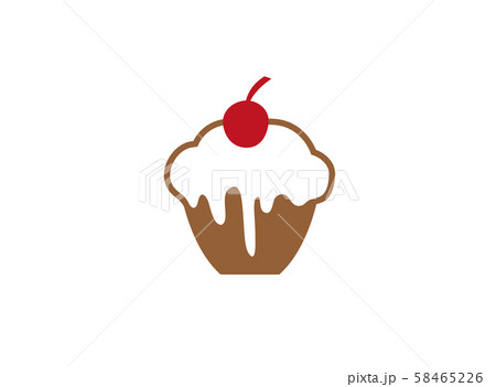 cake with chocolate and cream and Cherry in the top for logo design illustration on white background 58465226