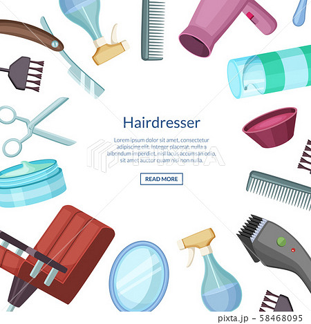 Vector hairdresser or barber cartoon elements background 58468095