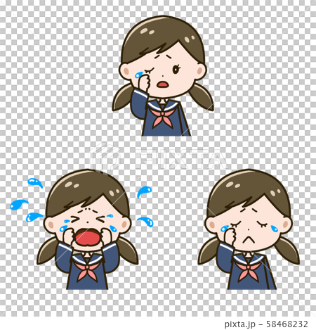 哭泣的女孩面部表情圖案插圖集 58468232