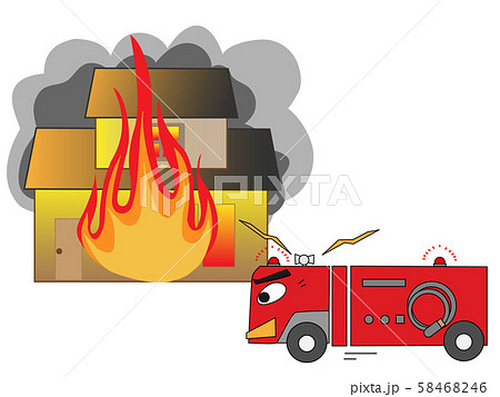 建物火災における消防自動車による消火活動 58468246