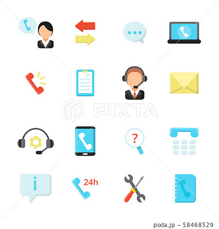 Online support and call center icons. Vector symbols in flat style 58468529