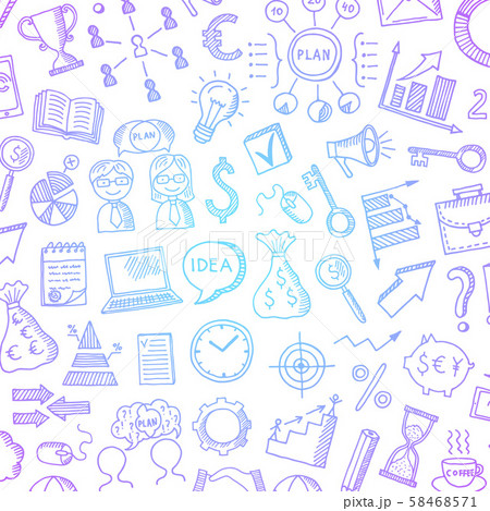 Vector business doodle icons background with place for text illustration 58468571
