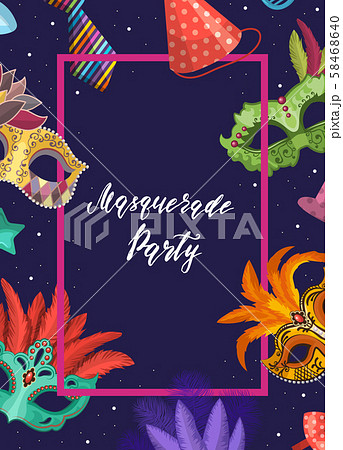 Vector frame with masks and party Vector frame with masks and party 58468640