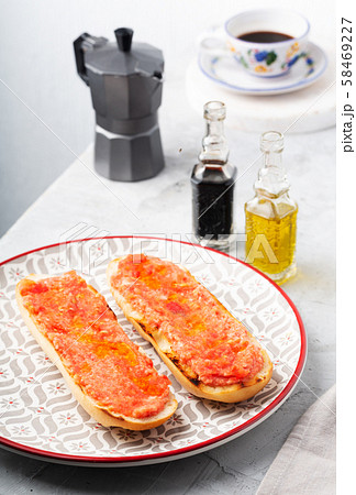 Spanish tomato toast, traditional breakfast or 58469227