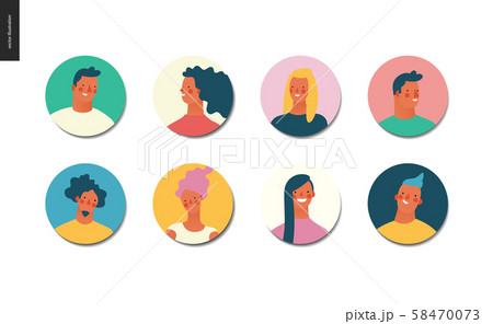 Bright people portraits set - young men and women 58470073