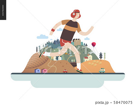 Runners - guy exercising Runners - guy exercising 58470075