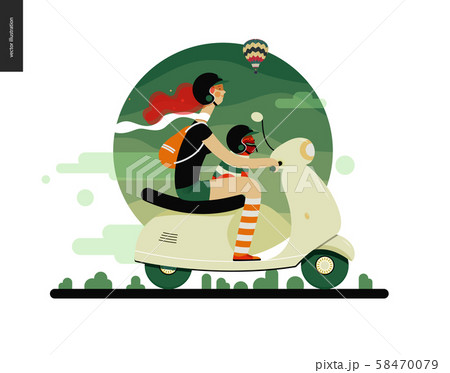 Girl on a scooter Girl on a scooter 58470079