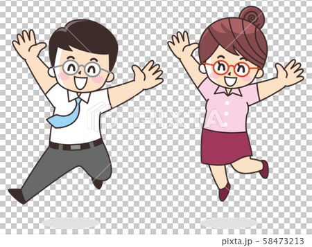 ジャンプするビジネスマン クールビズのイラスト素材