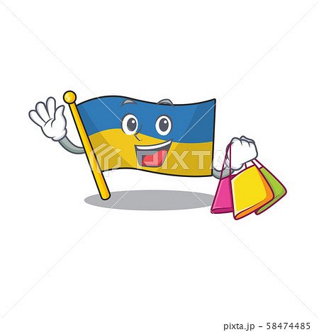 Shopping flag ukraine flown above cartoon pole Shopping flag ukraine flown above cartoon pole 58474485