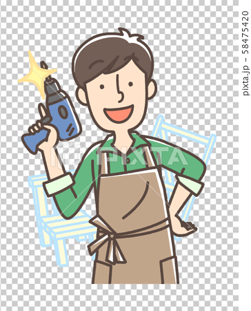 Diy Men With Decoration At Home Centers Etc Stock Illustration