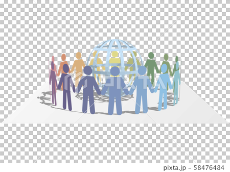 Vector illustration design paper craft transparent background circle of people around the earth color 58476484