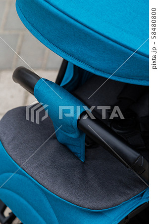 Original baby stroller, close-up details. New Original baby stroller, close-up details. New 58480800