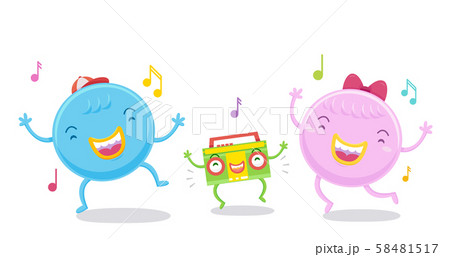 Cute Monsters Dancing Illustration Cute Monsters Dancing Illustration 58481517