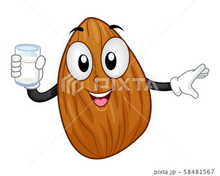 Mascot Almond Nut Milk Illustration 58481567