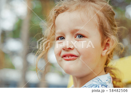 little girl joyful on the street little girl joyful on the street 58482506