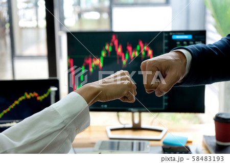 group businessman fist bump hand at the office 58483193