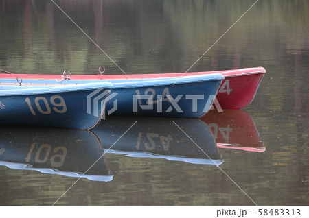 池に浮かぶボート 58483313
