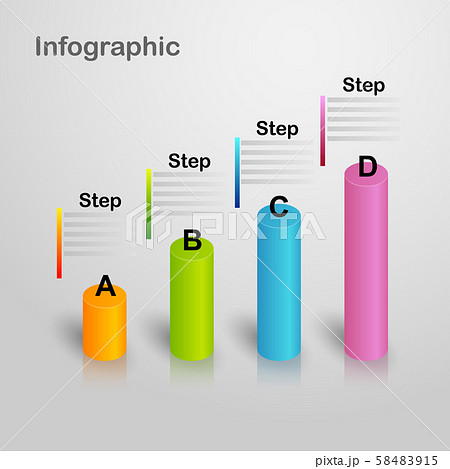 3D infographic graph with 4 steps for business or 58483915