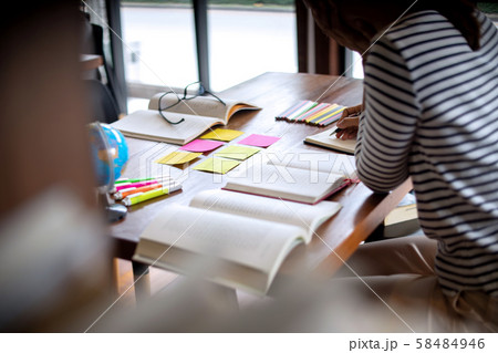 woman and man work for education or business on 58484946