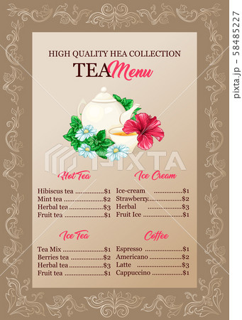 Restaurant, cafe tea menu vector template 58485227