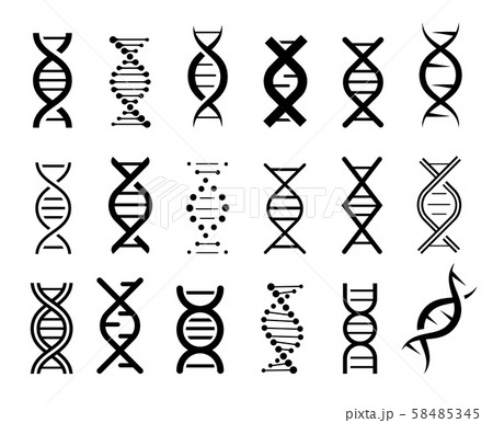 Set Of Simple Dna Symbols In Black On A White のイラスト素材