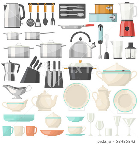 Kitchen utensils and crockery, glassware dish 58485842