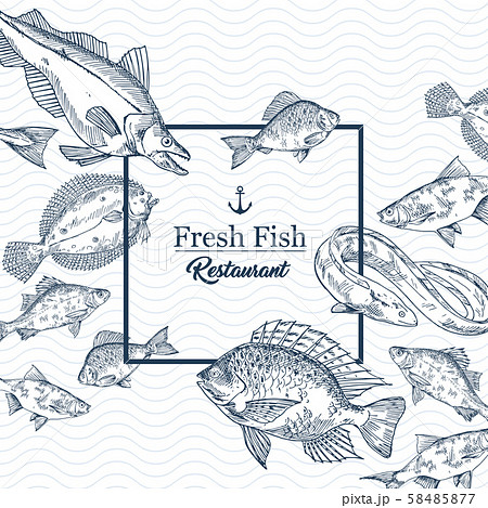 Restaurant banner with seafood, fishing club sign 58485877