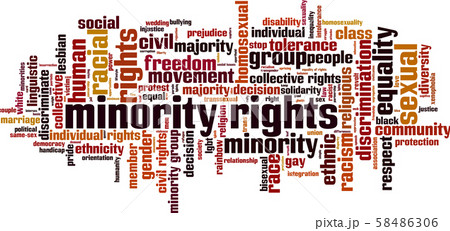 Minority rights word cloud 58486306
