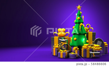 Christmas tree and gift boxes on text space Christmas tree and gift boxes on text space 58486606