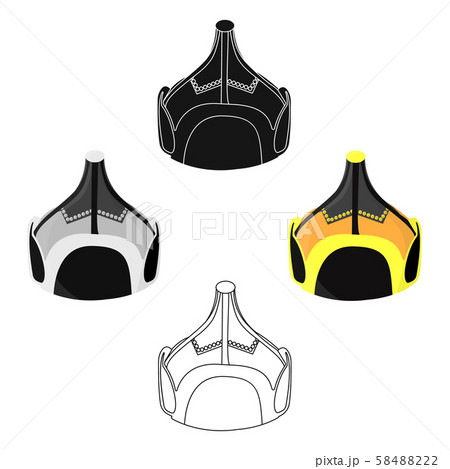 Mongolian military helmet.Colored metal helmet conical shape.Mongolia single icon in cartoon,black Mongolian military helmet.Colored metal helmet conical shape.Mongolia single icon in cartoon,black 58488222