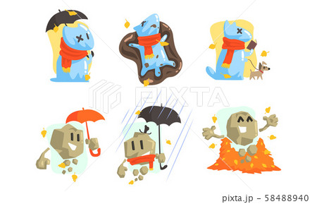 Humanized dog-shaped water and stone. Vector illustration. 58488940