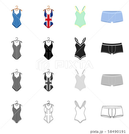 Vector illustration of bikini and fashion symbol. Set of bikini and swimsuit stock vector 58490191