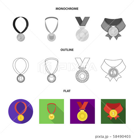 Isolated object of gold and award symbol. Collection of gold and winner stock symbol for web. 58490403