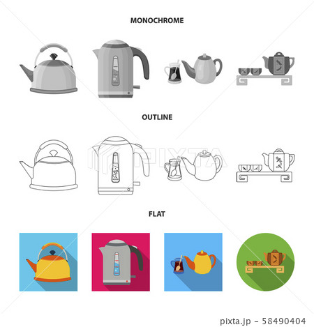 Isolated object of kettle and tea symbol. Collection of kettle and electric vector icon for stock. 58490404