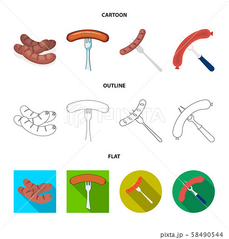 Vector illustration of sausage and party symbol. Set of sausage and german stock symbol for web. 58490544