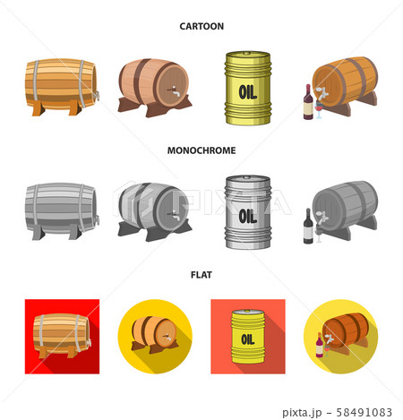Isolated object of barrel and beer logo. Set of barrel and keg stock symbol for web. Isolated object of barrel and beer logo. Set of barrel and keg stock symbol for web. 58491083