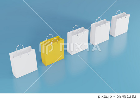 Different, unique and standing out of the white bags. 3d rendering Different, unique and standing out of the white bags. 3d rendering 58491282