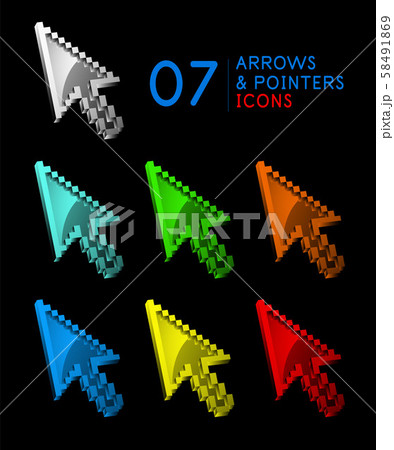 Set of metallic mouse pointers, arrow cursor icons Set of metallic mouse pointers, arrow cursor icons 58491869