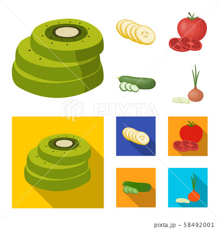 Isolated object of vegetable and fruit icon. Collection of vegetable and food stock vector Isolated object of vegetable and fruit icon. Collection of vegetable and food stock vector 58492001