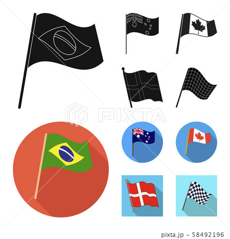 Vector illustration of world and flag symbol. Set of world and ribbon vector icon for stock. 58492196
