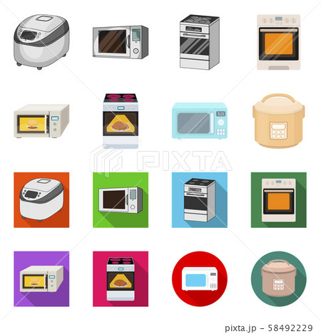 Vector illustration of food and inside logo. Collection of food and cooker stock symbol for web. Vector illustration of food and inside logo. Collection of food and cooker stock symbol for web. 58492229