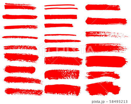 Painted grunge stripes set. Red labels, background, paint texture. Brush strokes vector. Handmade 58493213
