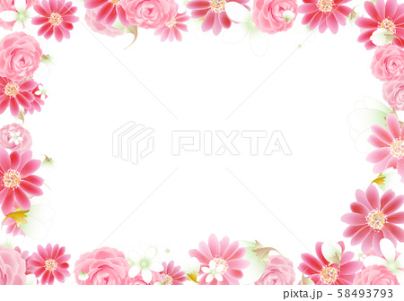 かわいい花のフレーム ピンクのイラスト素材