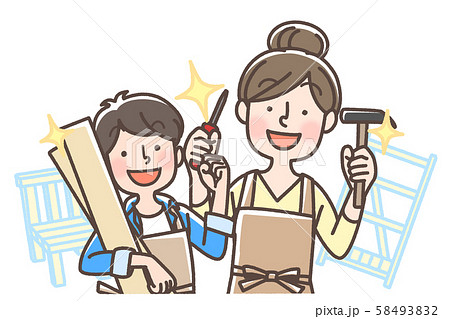 DIY 親子 母息子 横長カット DIY 親子 母息子 横長カット 58493832