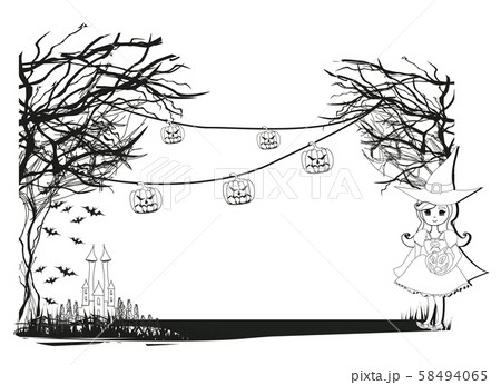 Halloween night - black and white frame with a 58494065