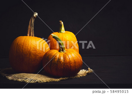 Punkins on a rustic background, Thanksgiving 58495015