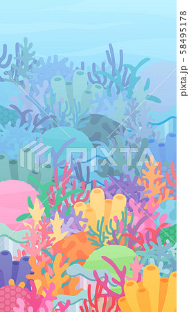 珊瑚礁の背景イラスト グラデーション 16 9 縦のイラスト素材 58495178 Pixta